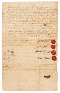 [FRANKLIN PRINTING]. "Know all men by these presents, that we…" [Philadelphia: Benjamin Franklin, ca 1733].