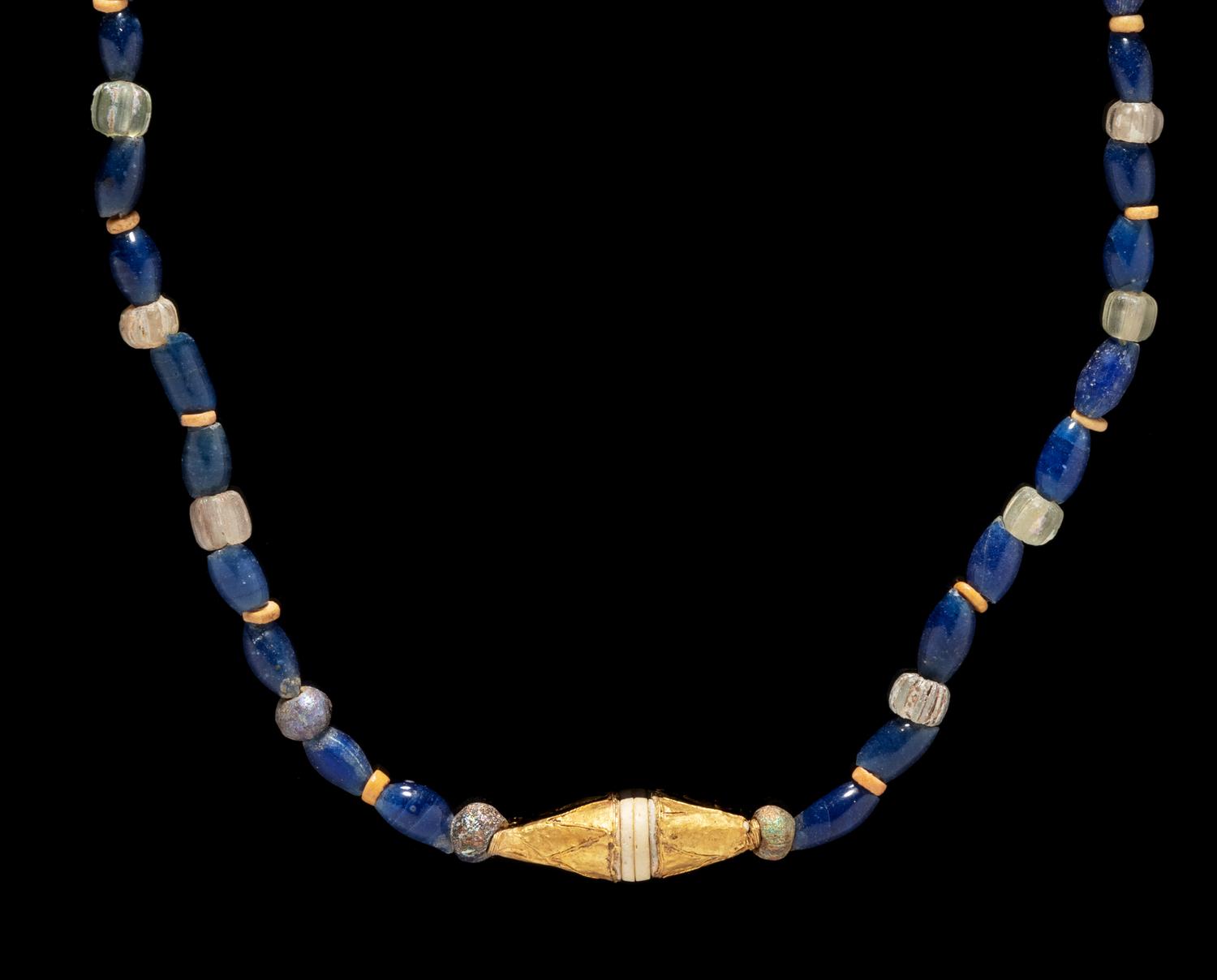 A Roman Gold and Glass Bead Necklace