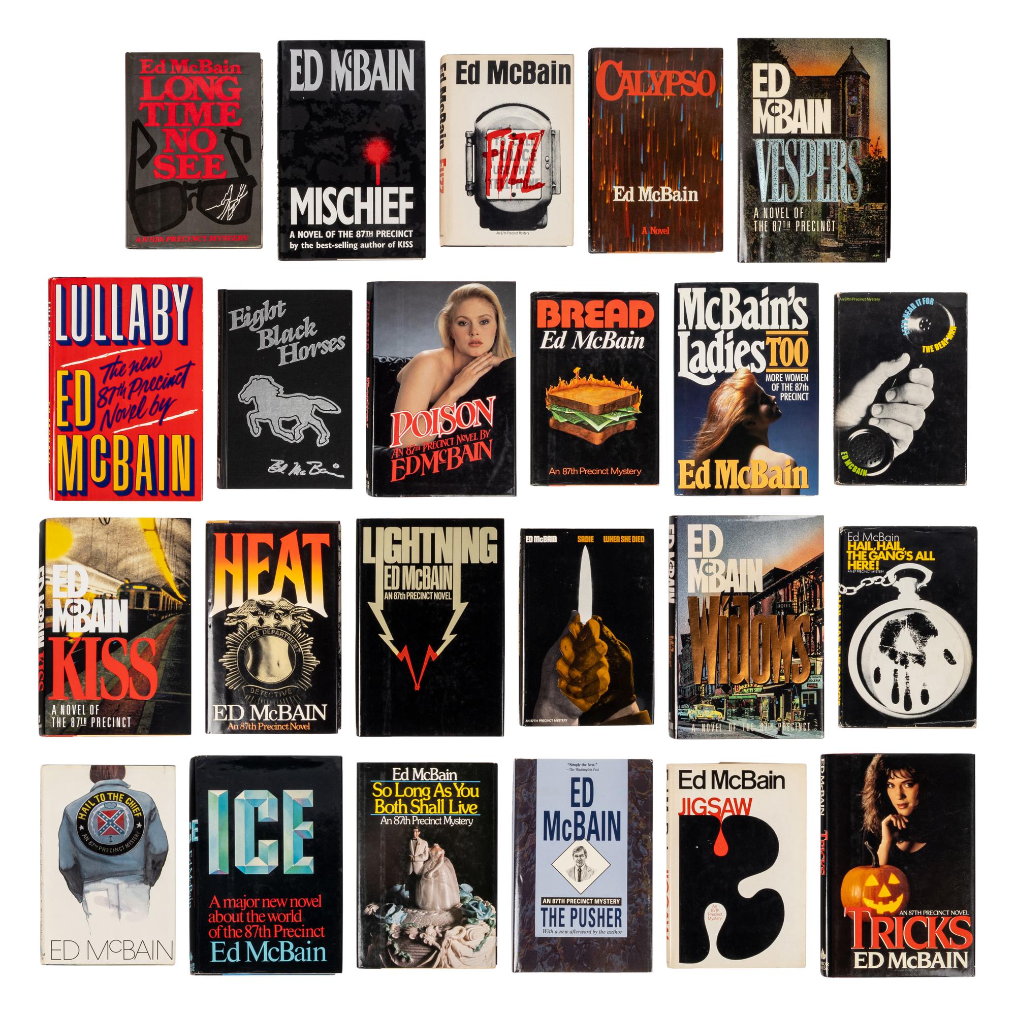 HUNTER, Evan (“Ed McBain”) (1926-2005). A group of 23 works by Hunter from the 87th Precinct Novels series, MOST FIRST EDITIONS, MANY SIGNED, comprising: