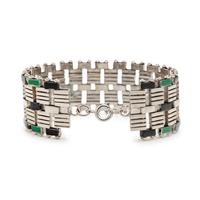 ART DECO, CHROME-PLATED BRASS AND ENAMEL BRACELET