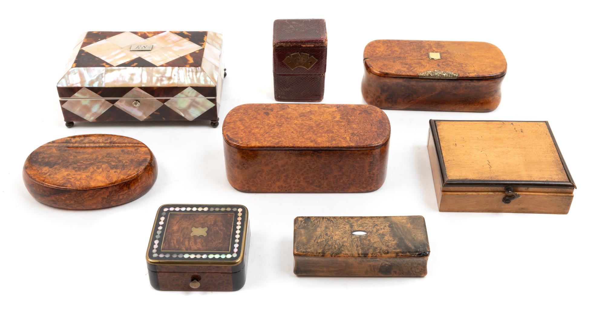 A Collection of English Boxes Width of first 3 1/4 inches. — 19TH CENTURY
