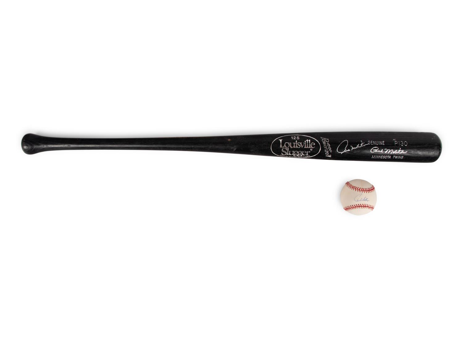 A 1997 Paul Molitor Game Used Louisville Slugger Bat and Signed Autograph Baseball