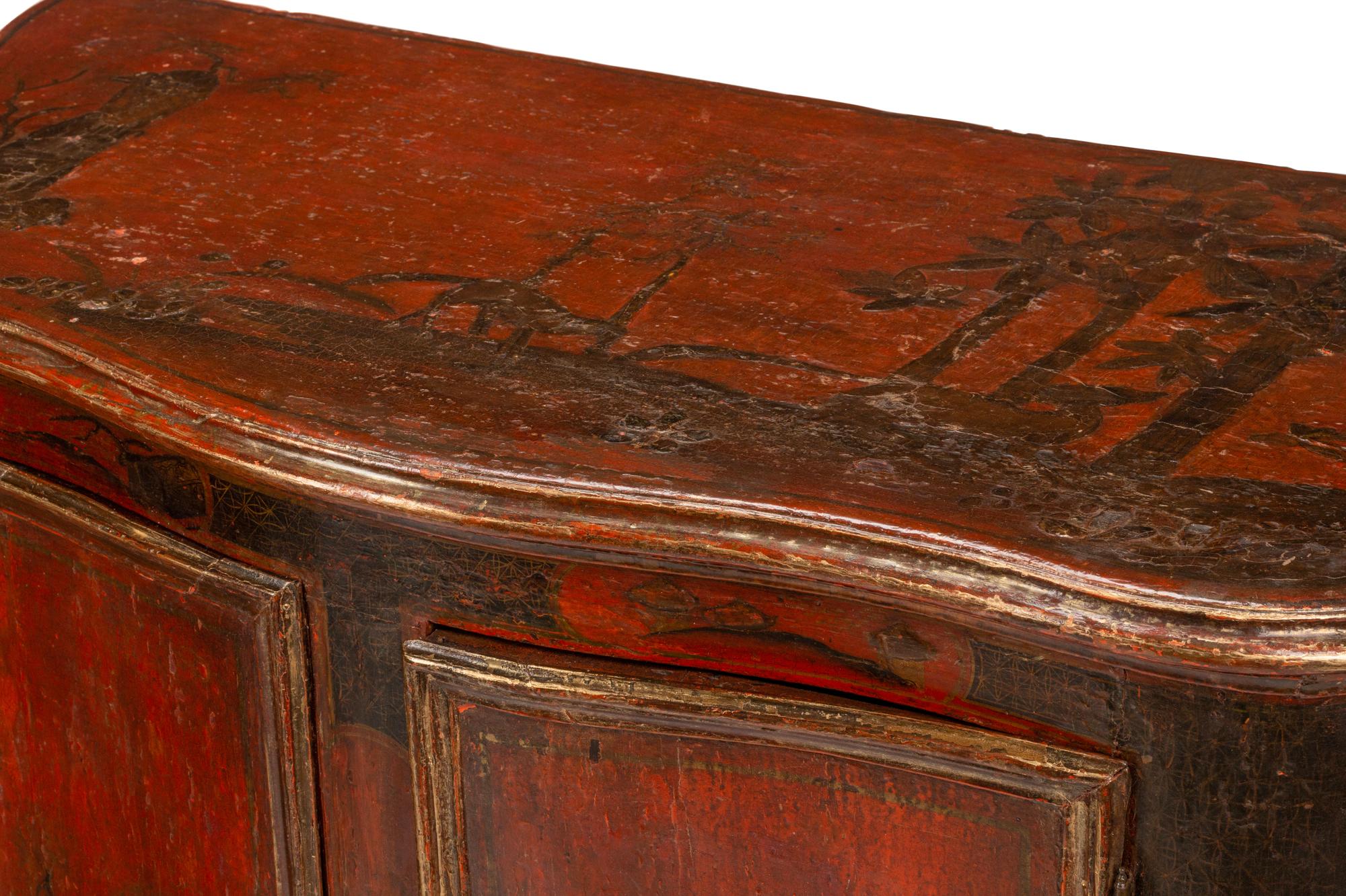 A Pair of Italian Painted Serpentine-Front Cabinets