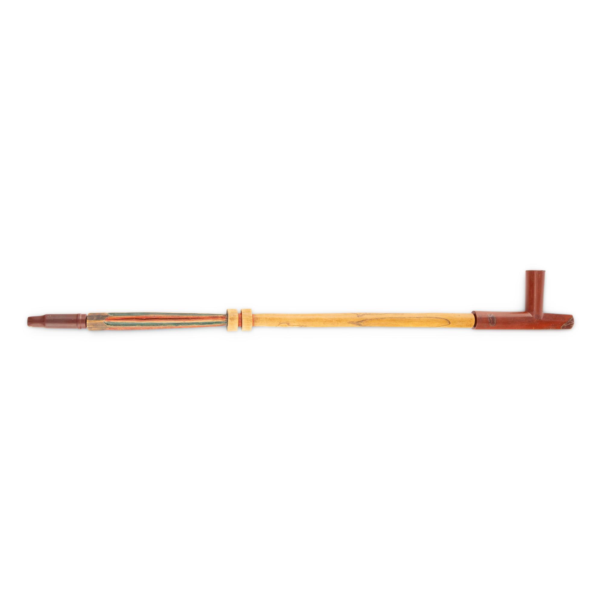 Dakota Painted Pipe Stem, with Catlinite Mouthpiece and Bowl