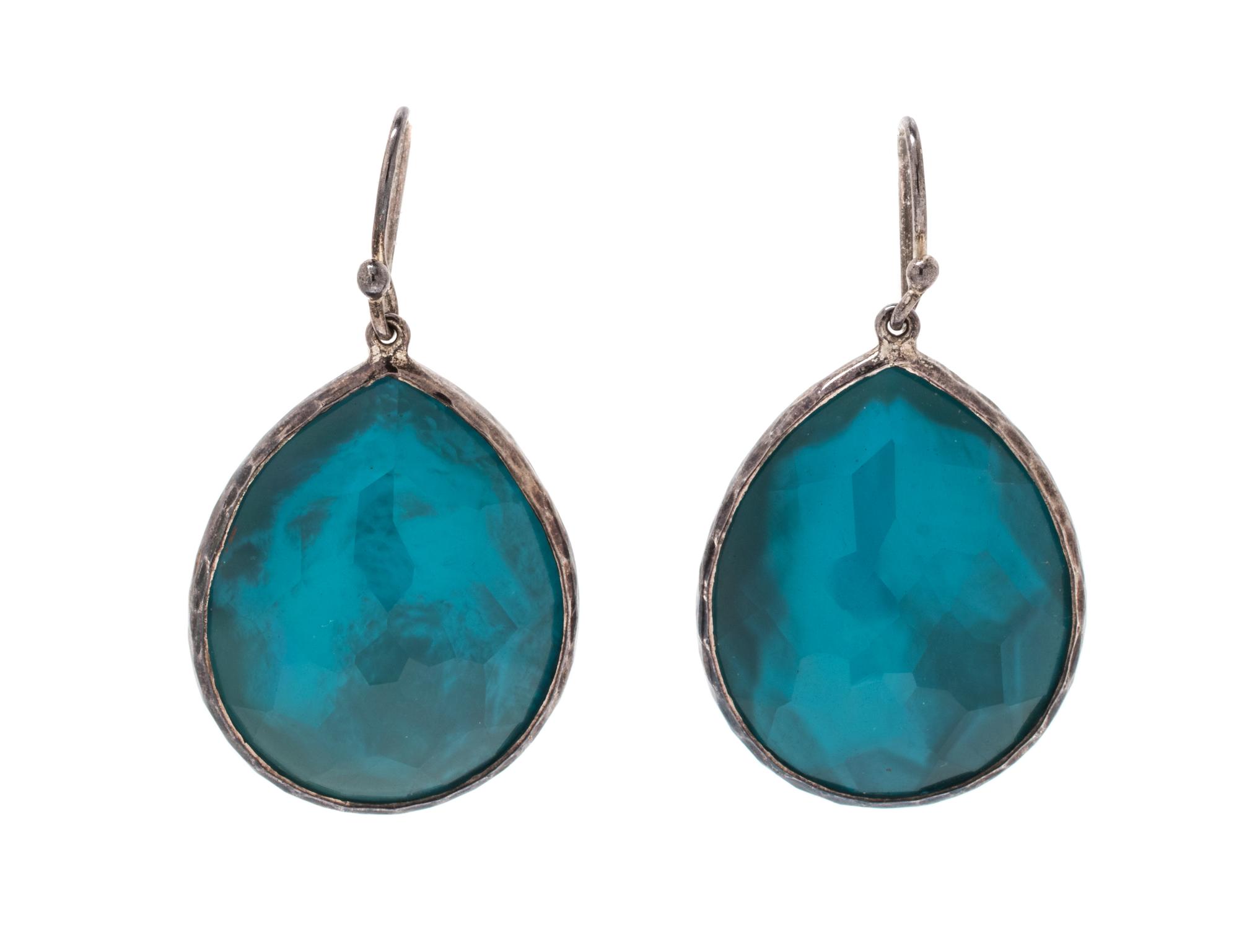 A Pair of Sterling Silver, Blue Topaz and Mother-of-Pearl Earrings, Ippolita, 8.15 dwts.