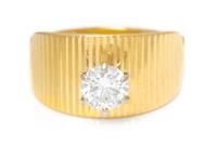 A 14 Karat Yellow Gold and Diamond Solitaire Ring, 3.70 dwts.