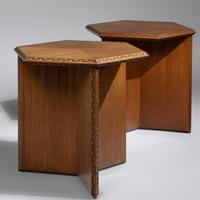 Taliesin end tables, pair, c. 1955 Heritage Henredon, USA