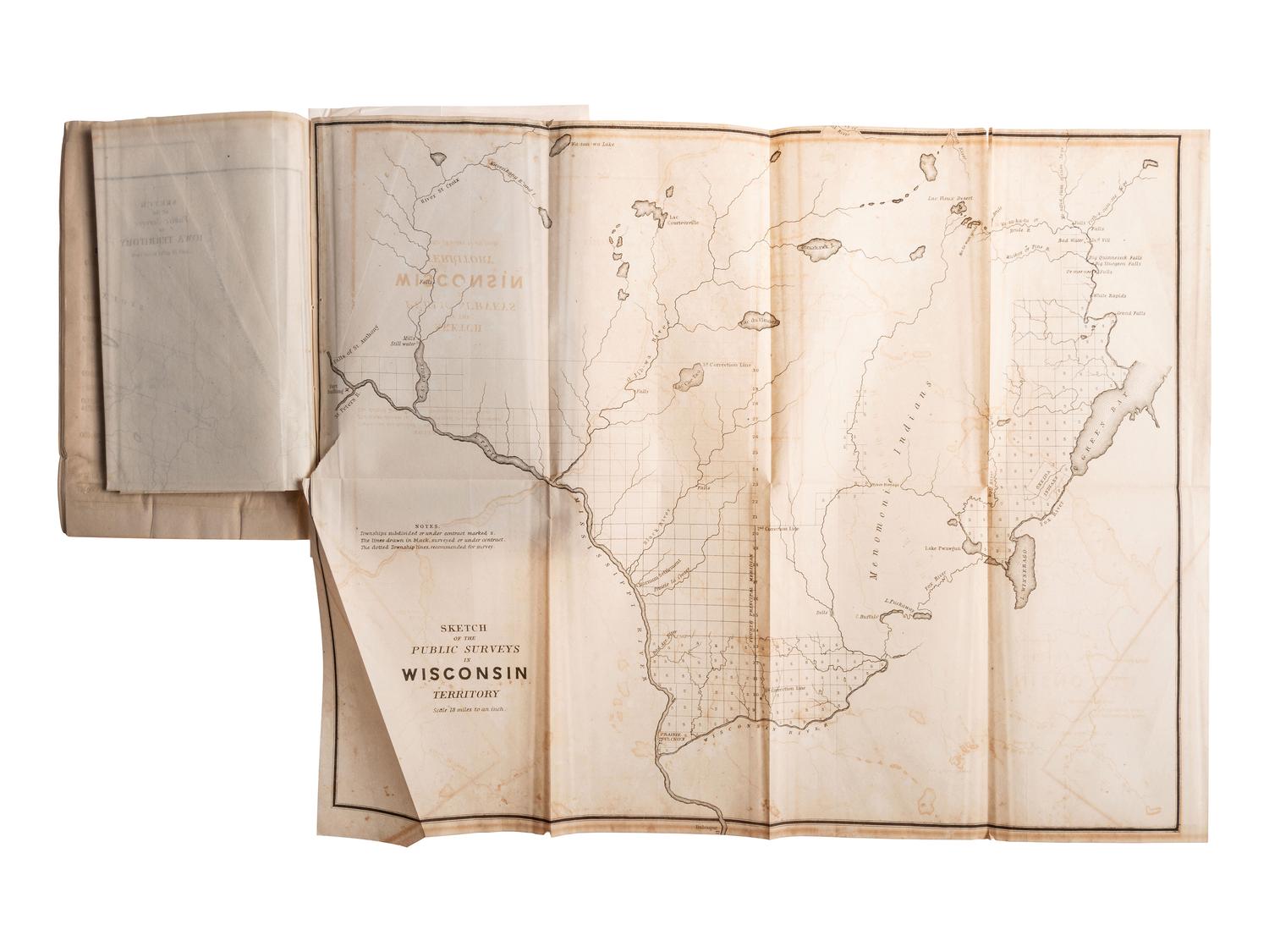 [NATIVE AMERICANS]. A group of 2 items involving Native American lands, including a map using data from the General Land Office, 1845.