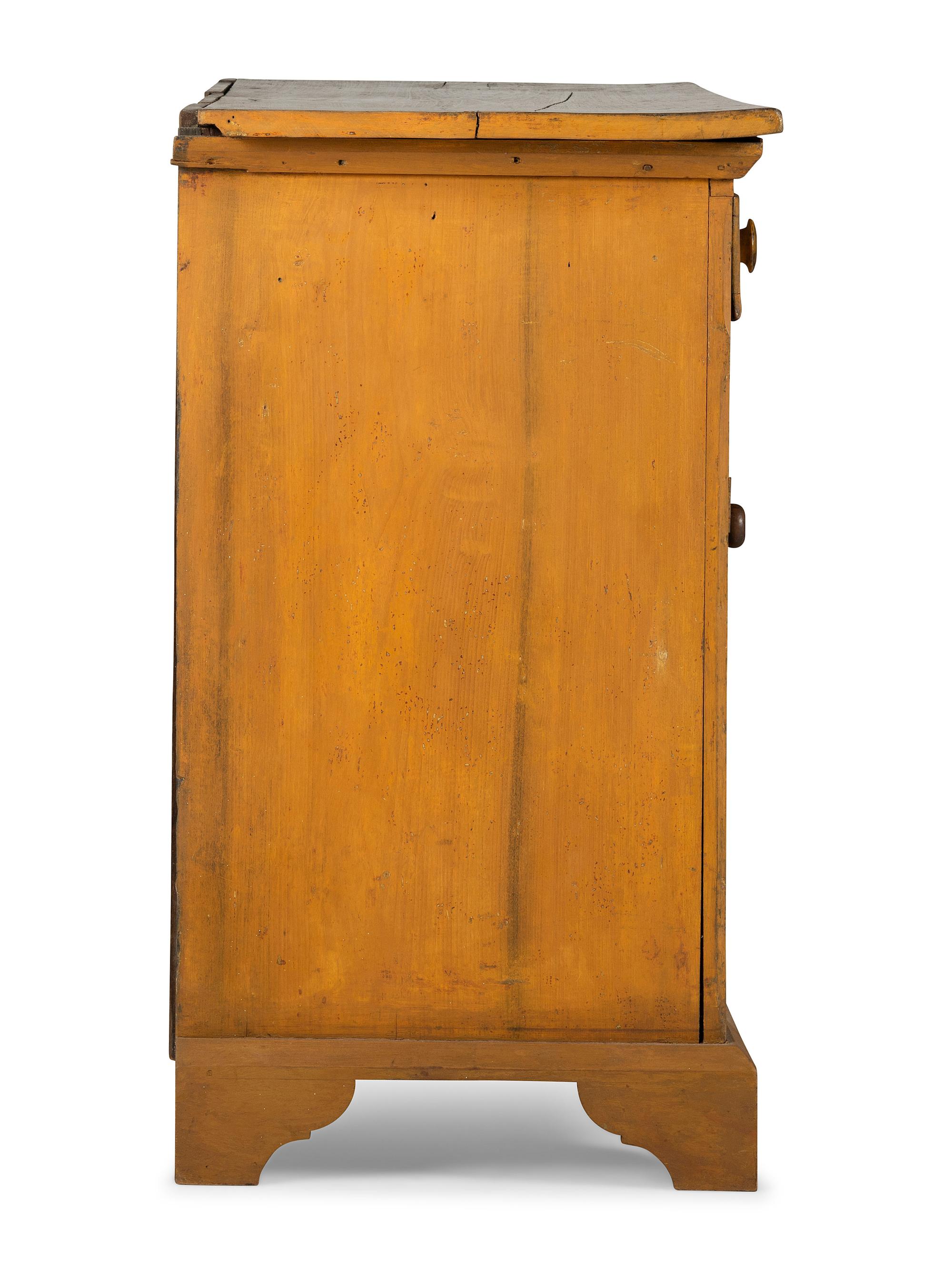 A Country Yellow Painted Pine and Poplar Cupboard