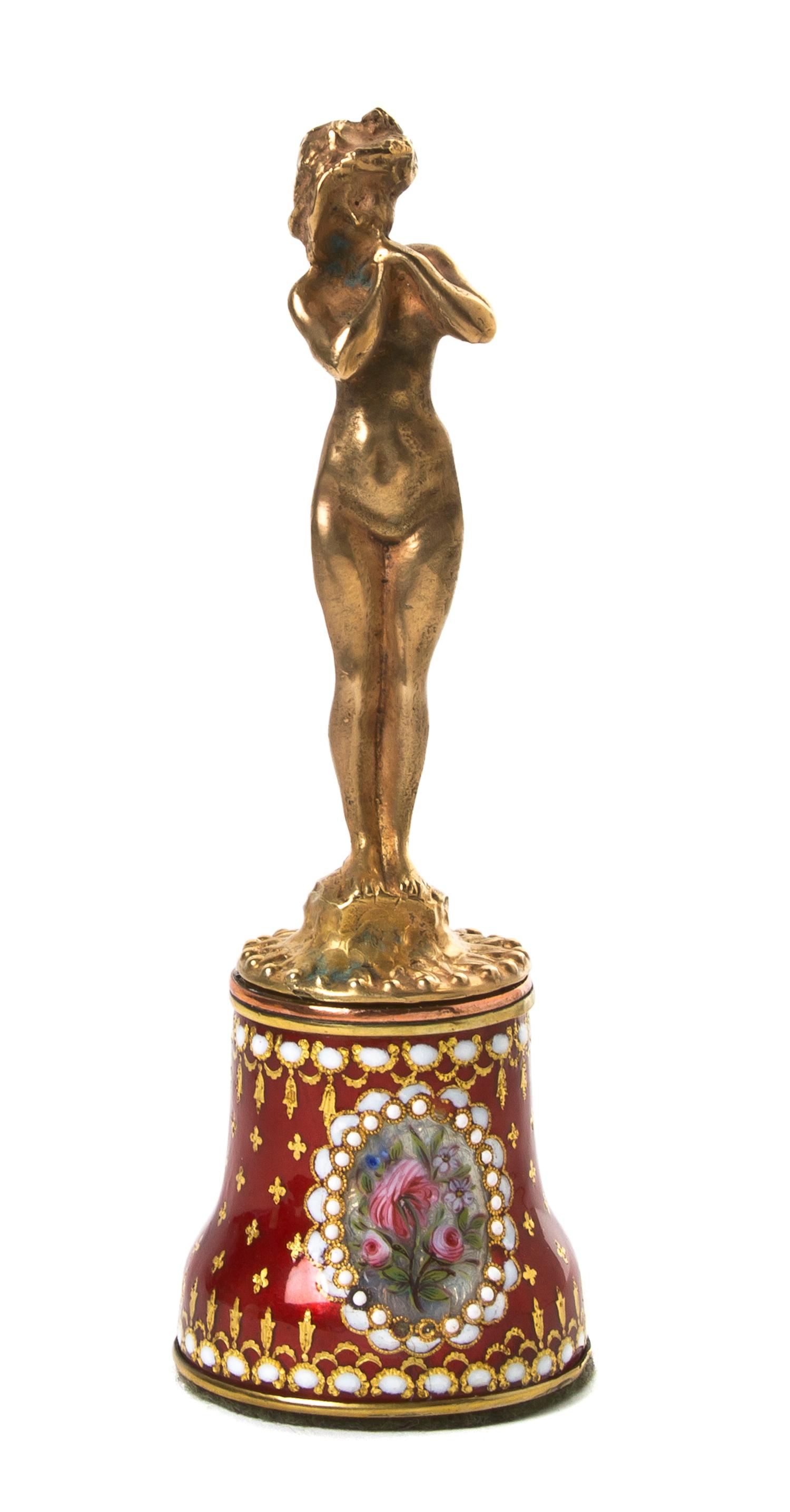 A French Gilt Bronze Figure, Height overall 5 1/2 inches.