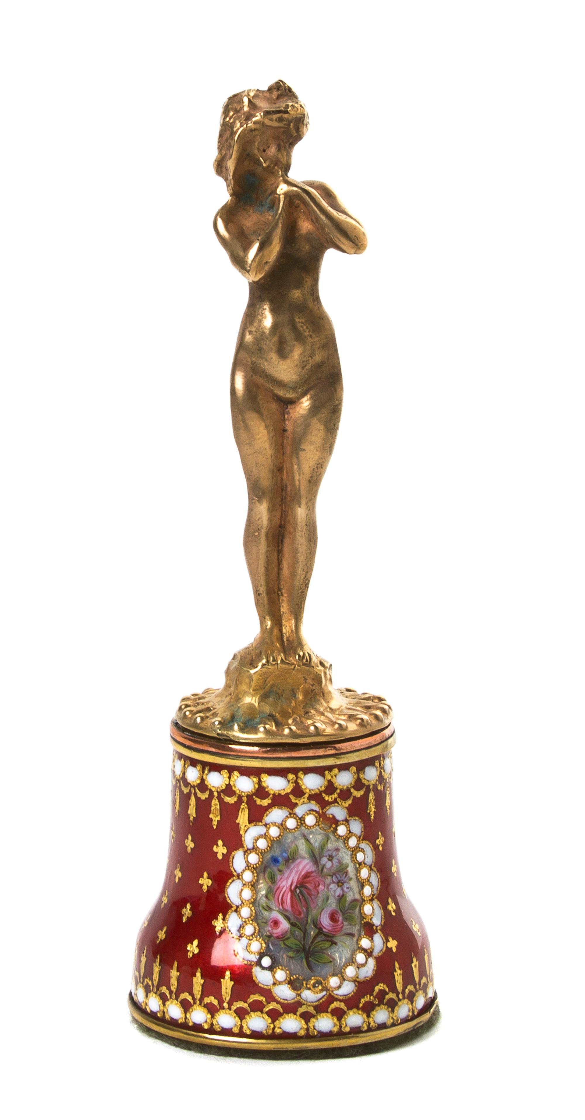 A French Gilt Bronze Figure, Height overall 5 1/2 inches.