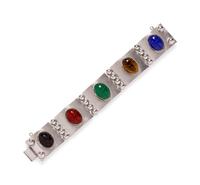 A Sterling Silver and Hardstone Scarab Bracelet, Harry S. Bick,