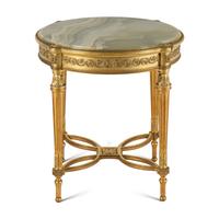 A Louis XVI Style Giltwood and Onyx Top Occasional Table