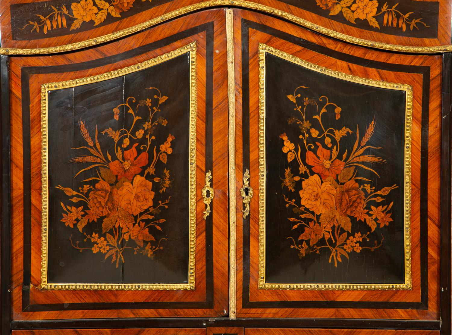 A Louis XV Style Gilt Bronze Mounted Marquetry Bonheur du Jour