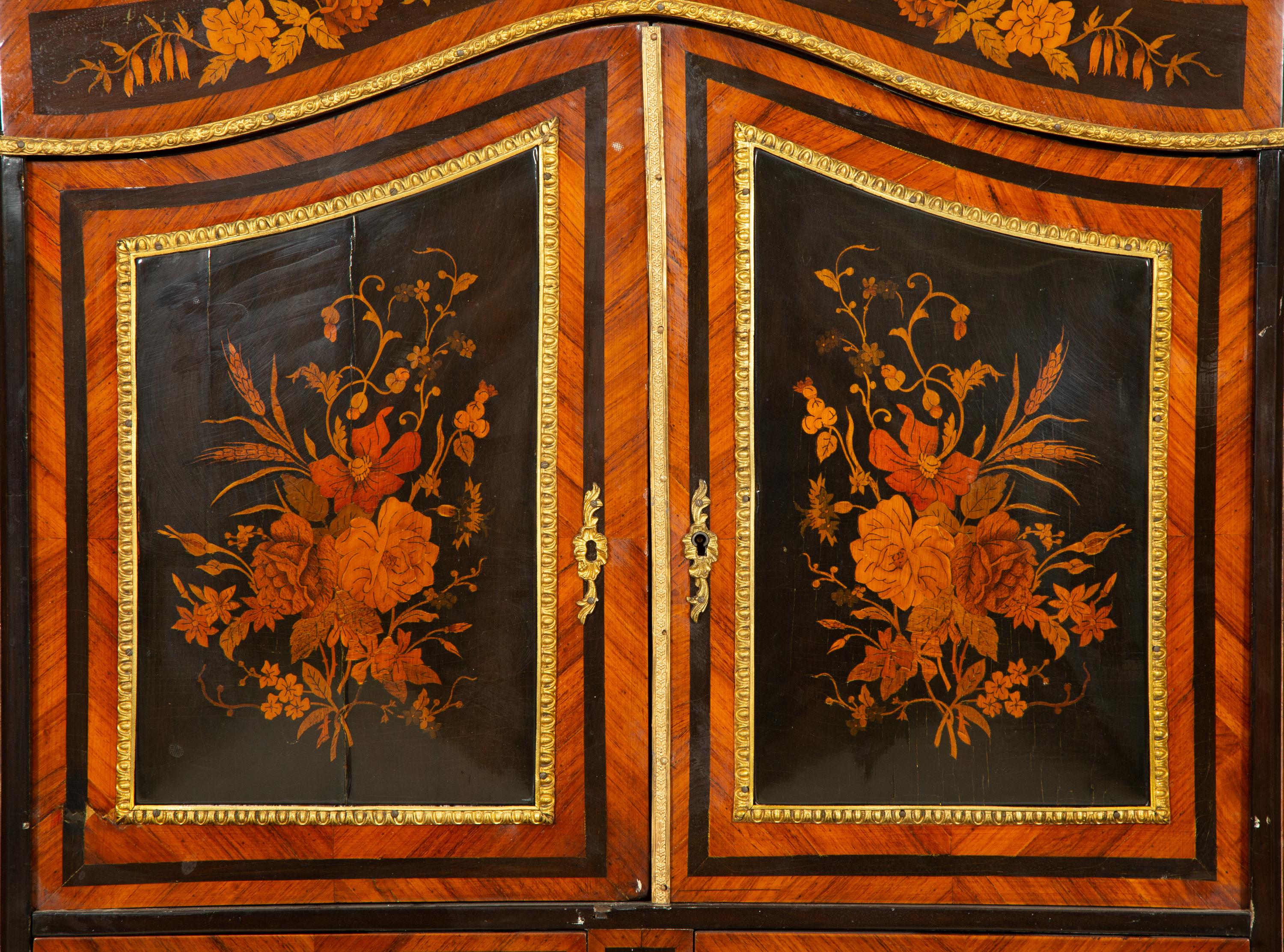 A Louis XV Style Gilt Bronze Mounted Marquetry Bonheur du Jour