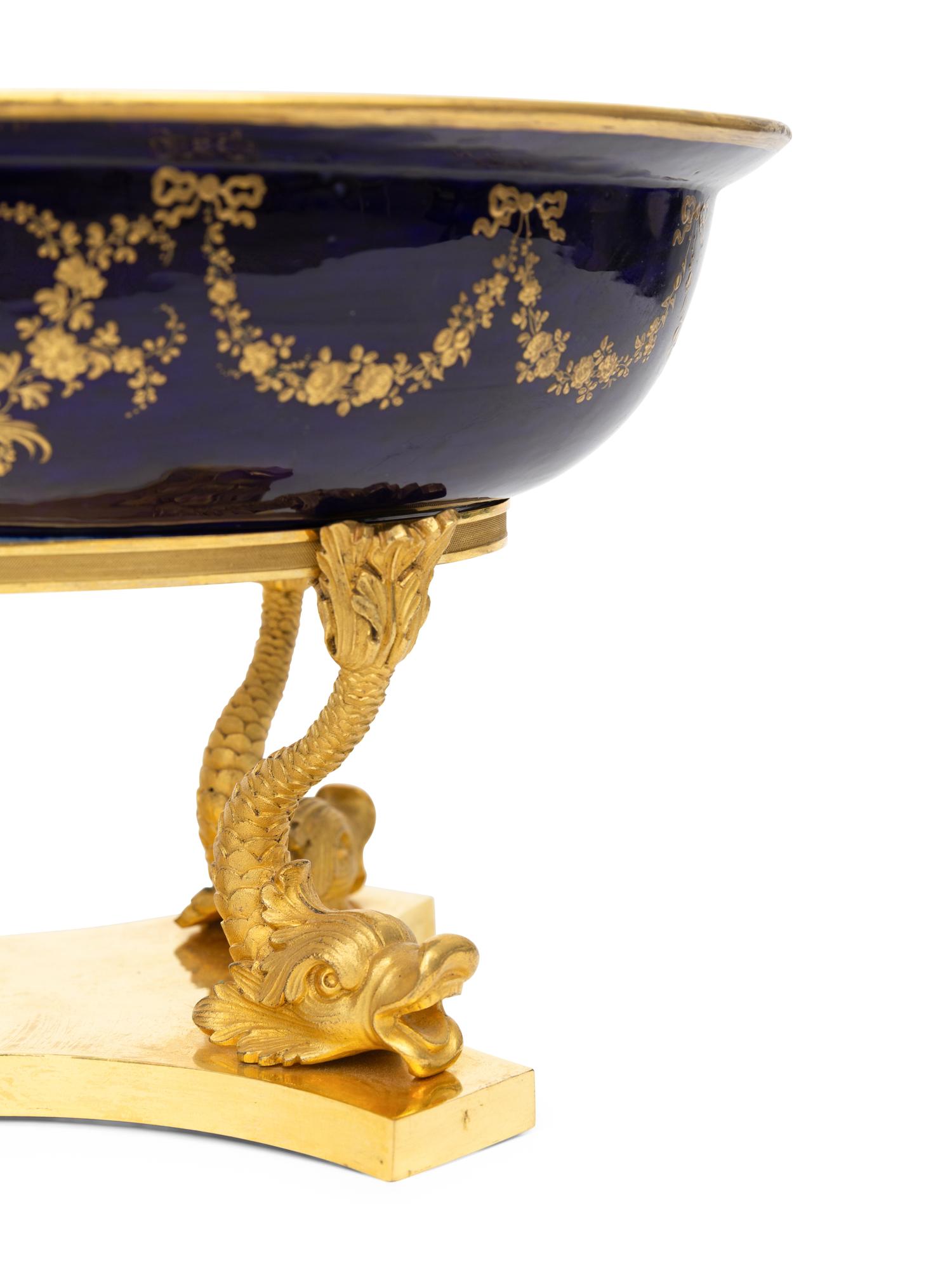 A Sèvres Style Porcelain Center Bowl on Gilt Bronze Stand
