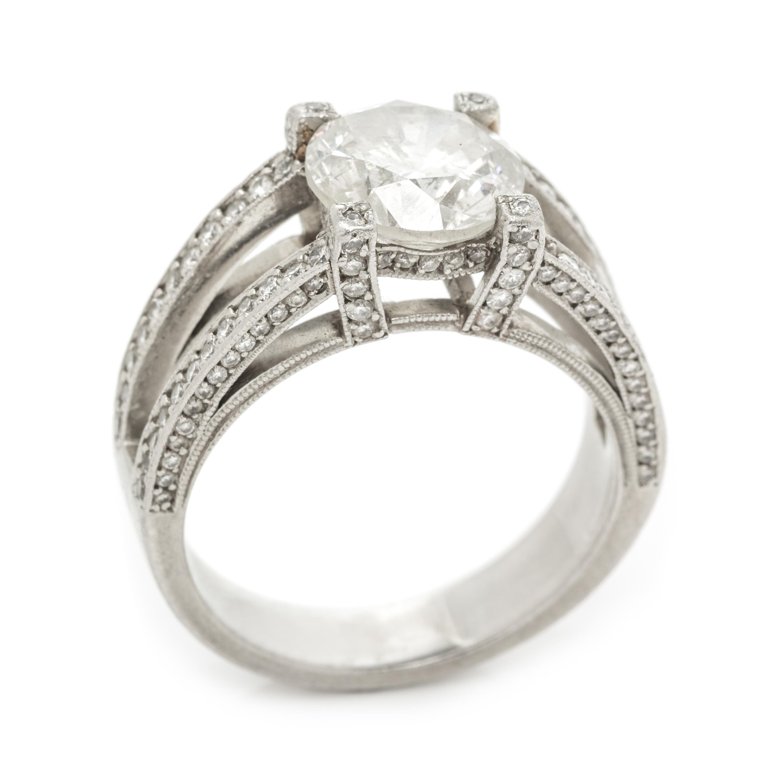 A Platinum, Clarity Enhanced Diamond and Diamond Ring, 8.60 dwts.