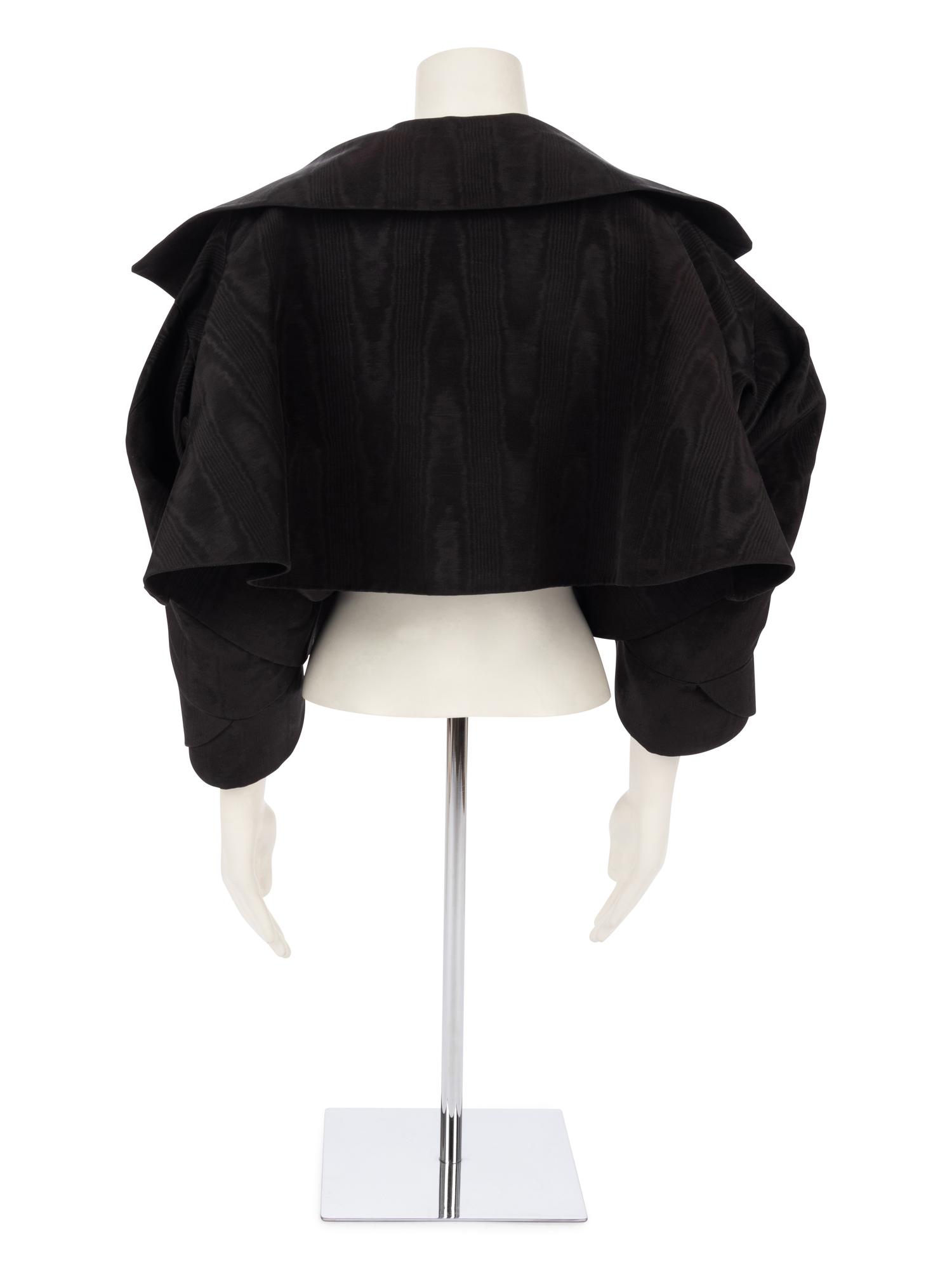 John Galliano Black Moiré 'Misia Diva' Cropped Jacket, Spring/Summer 1995