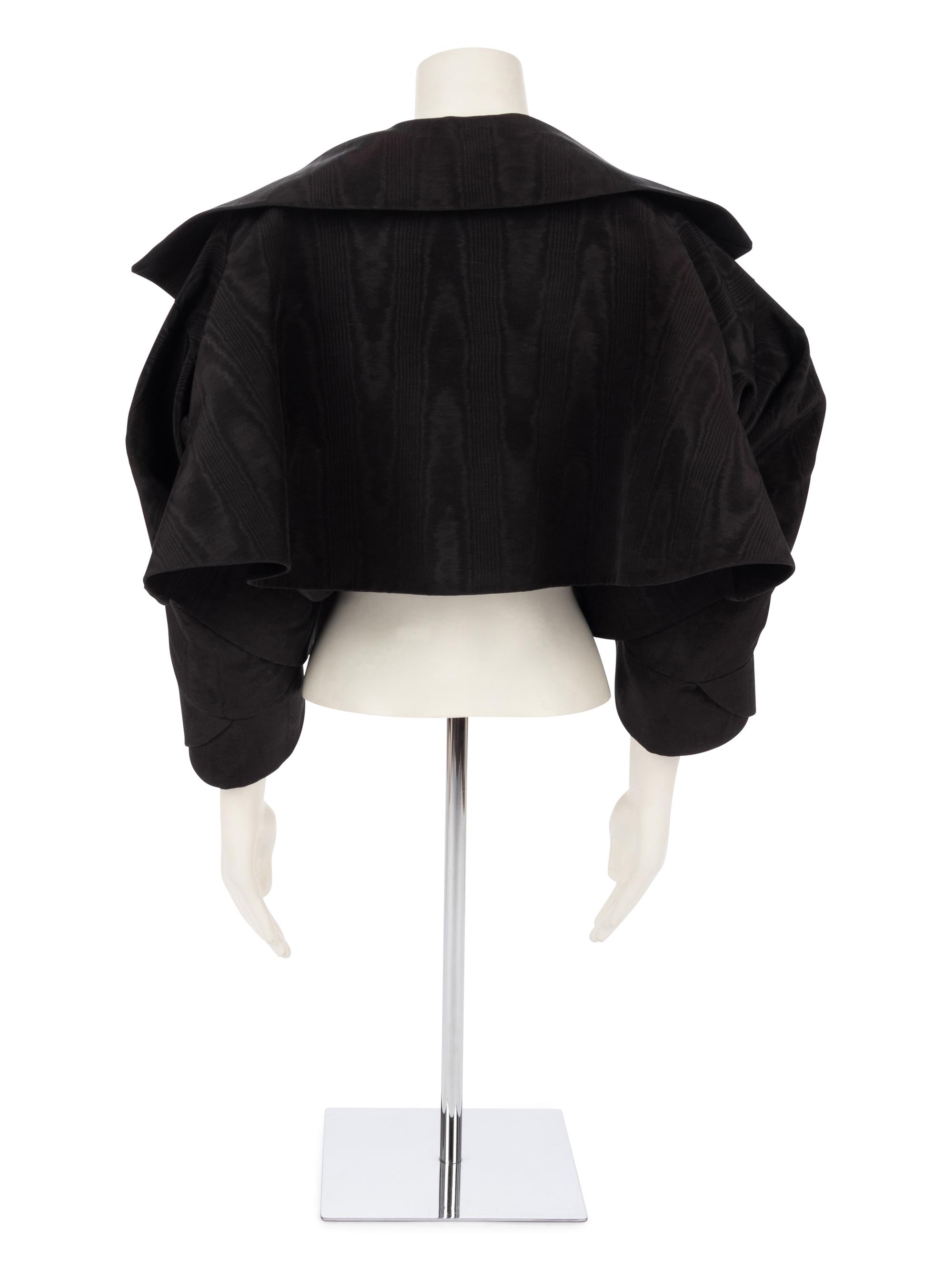 John Galliano Black Moiré 'Misia Diva' Cropped Jacket, Spring/Summer 1995