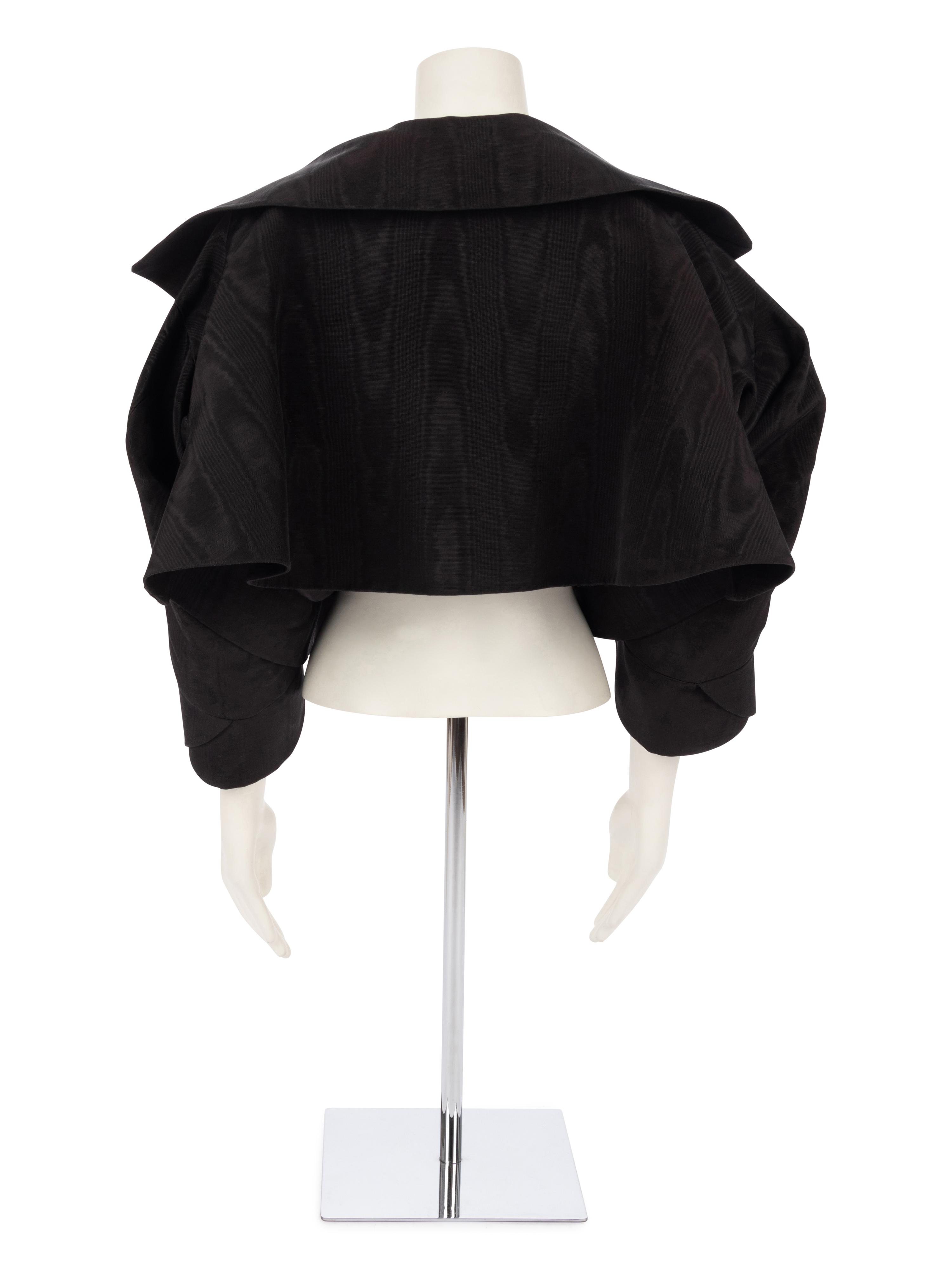 John Galliano Black Moiré 'Misia Diva' Cropped Jacket, Spring/Summer 1995