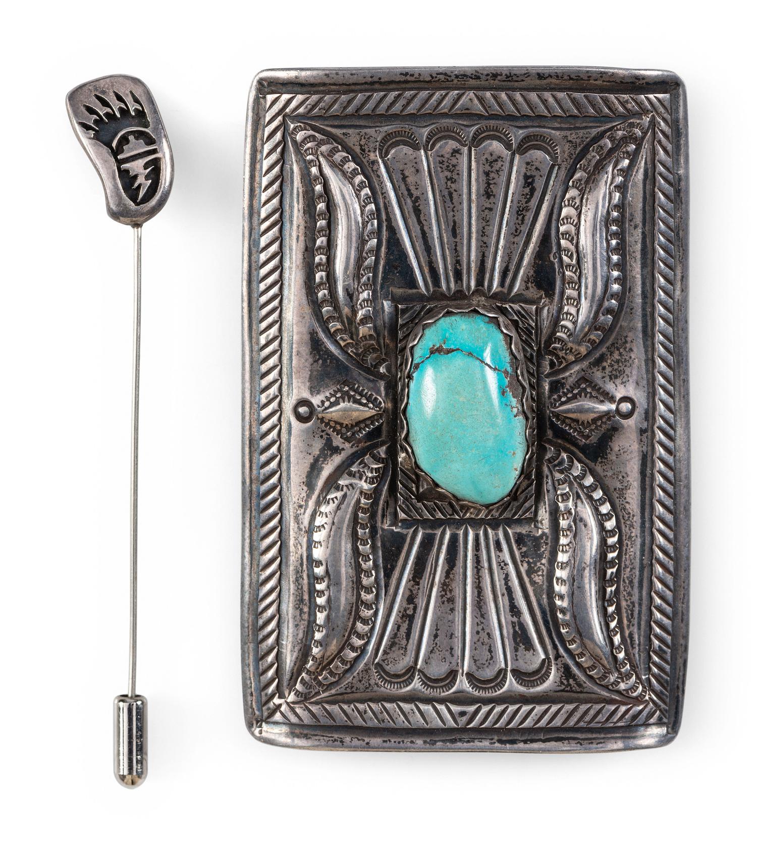 Silver and Turquoise Ketoh Concha AND Hat Pin
