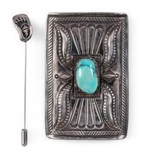 Silver and Turquoise Ketoh Concha AND Hat Pin