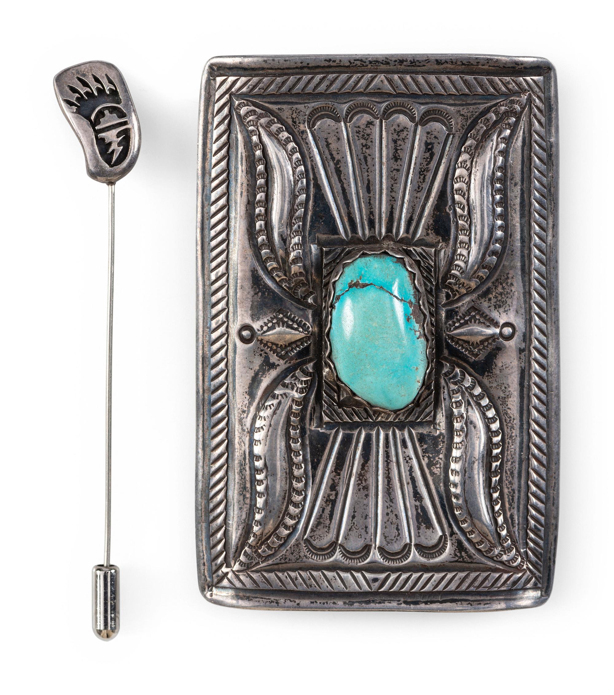 Silver and Turquoise Ketoh Concha AND Hat Pin