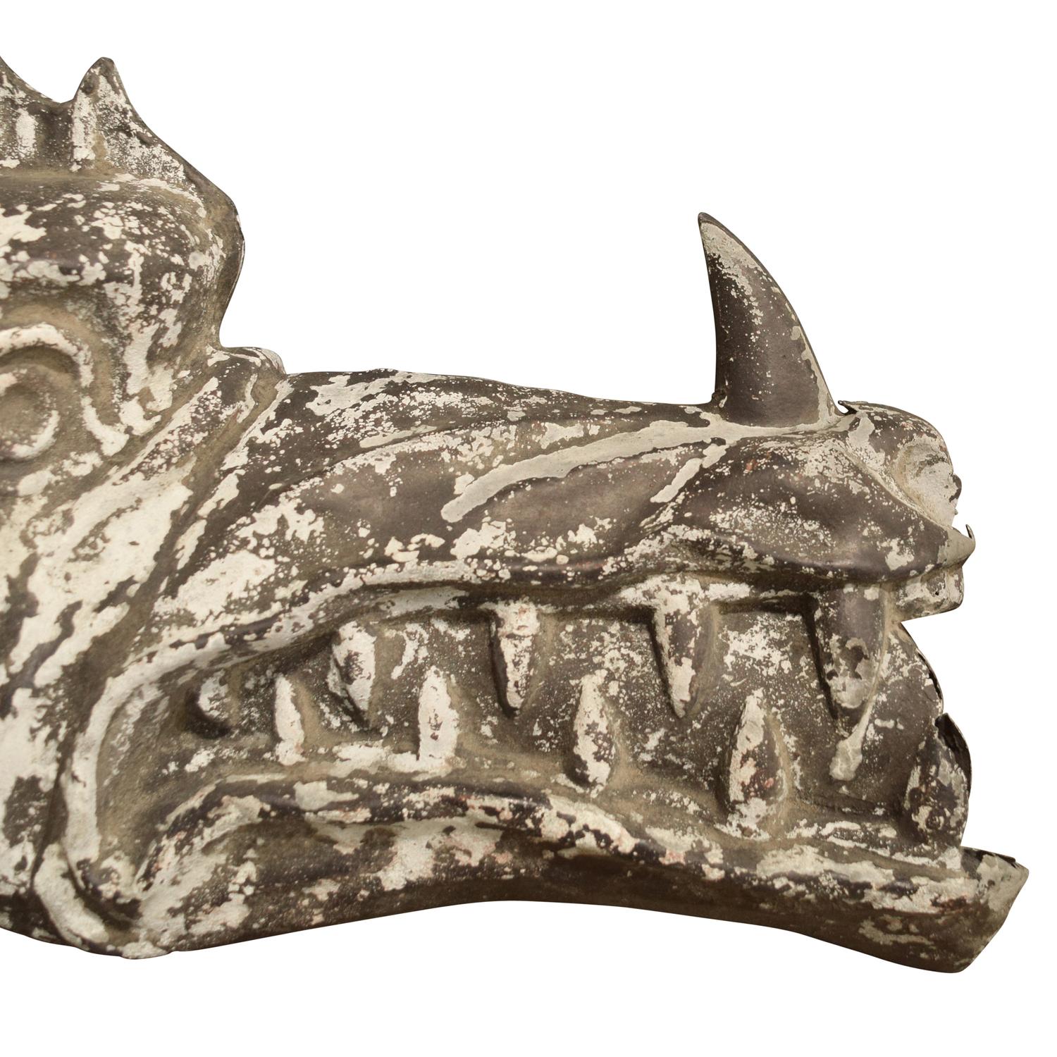 A Zinc Gargoyle Head 19" W x 6.5" D x 14.5" H — United States, 19th Century