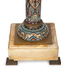 A French Champleve Enamel and Onyx Pedestal