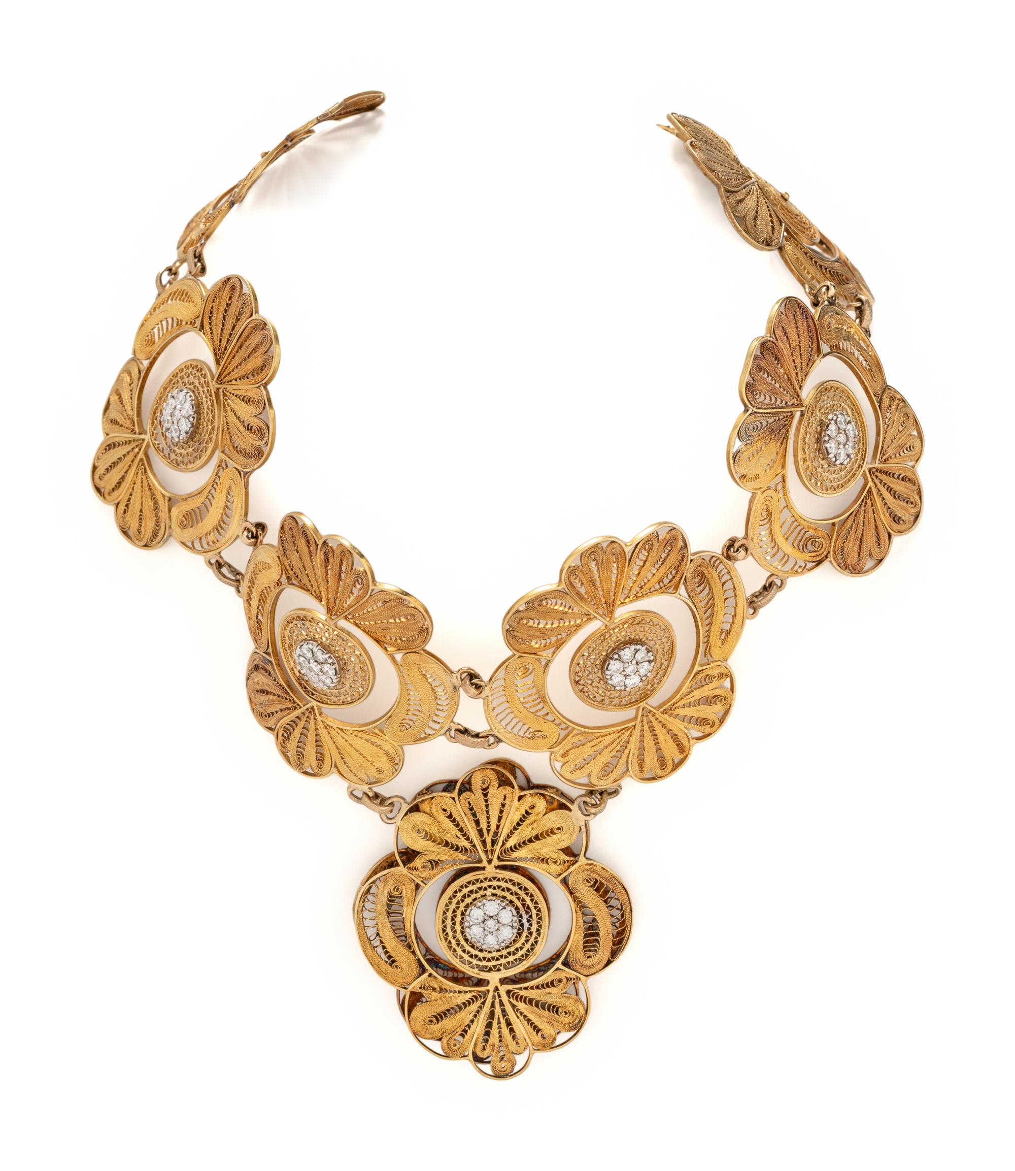 YELLOW GOLD AND DIAMOND COLLAR NECKLACE