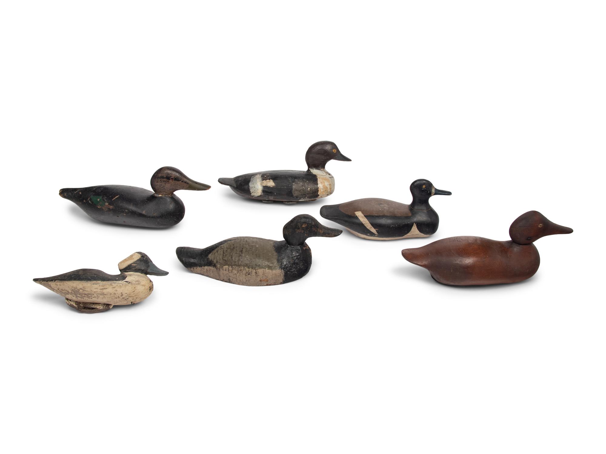 Six Painted Wood Duck Decoys