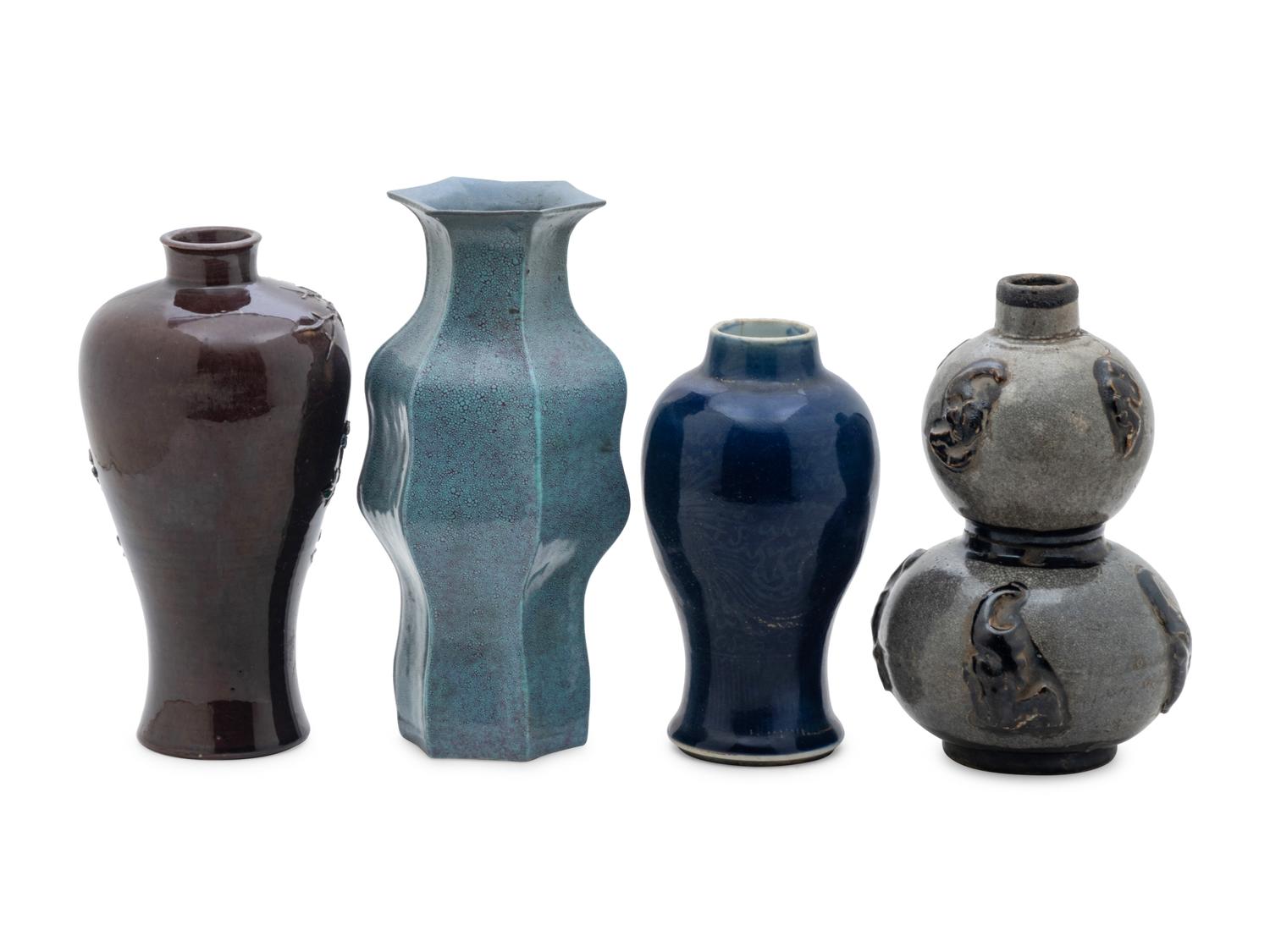 Four Chinese Monochrome Glazed Vases