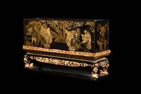 Two Gilt Decorated Black Lacquer Covered Boxes