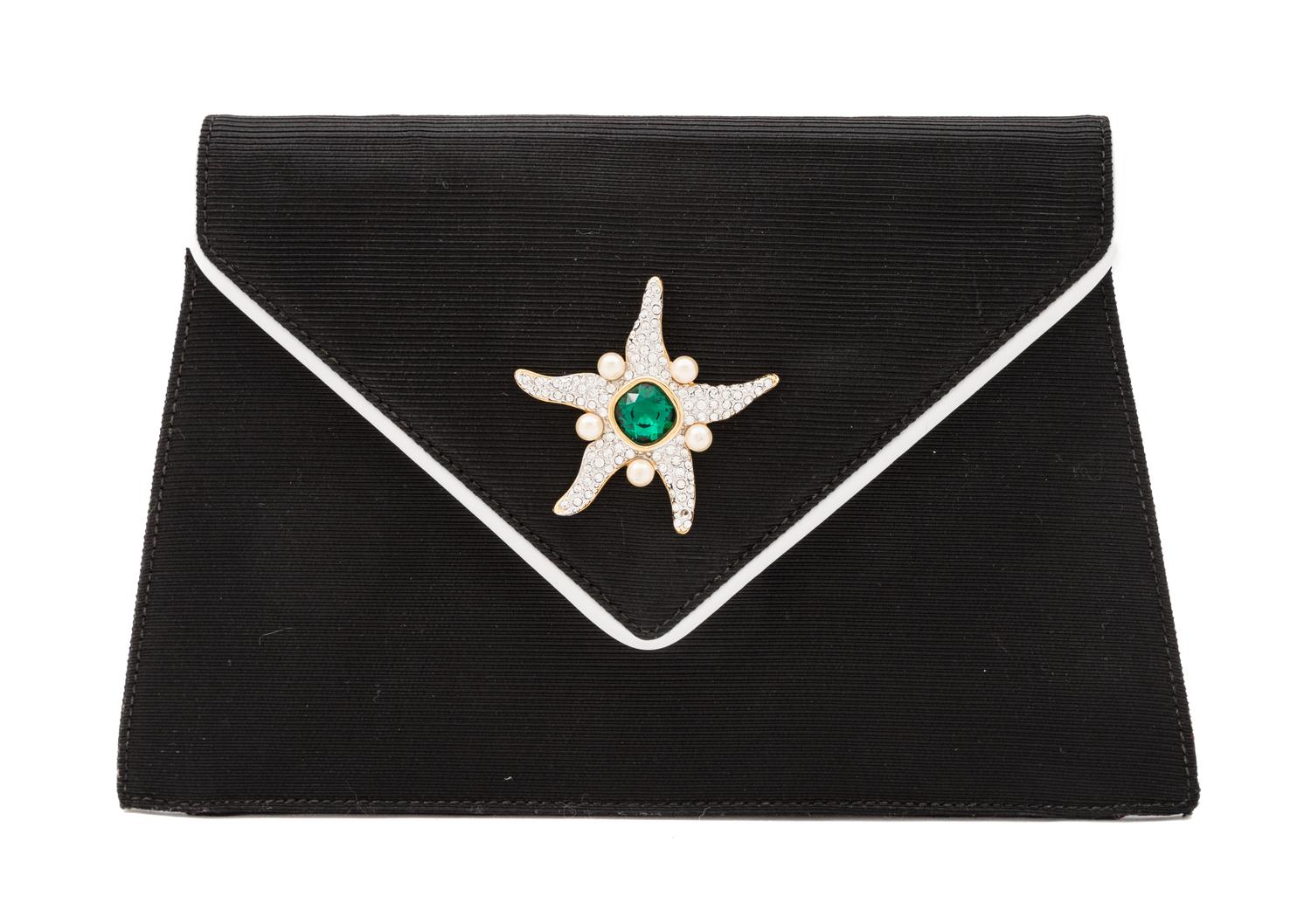 A Valentino Garavani Black Fabric Envelope Clutch, 6.38" x 9.75" x 1.5".