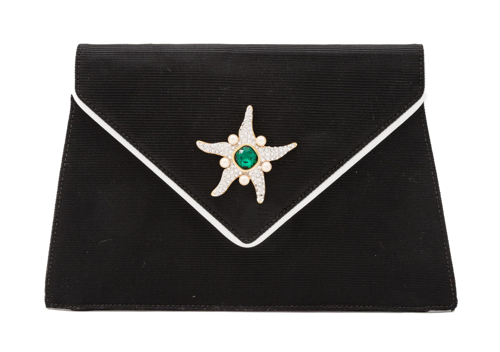 A Valentino Garavani Black Fabric Envelope Clutch, 6.38" x 9.75" x 1.5".