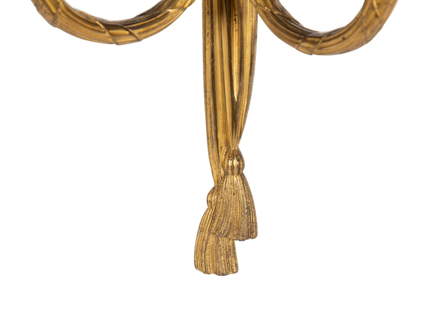 A Pair of Louis XVI Style Gilt Bronze Two-Light Sconces