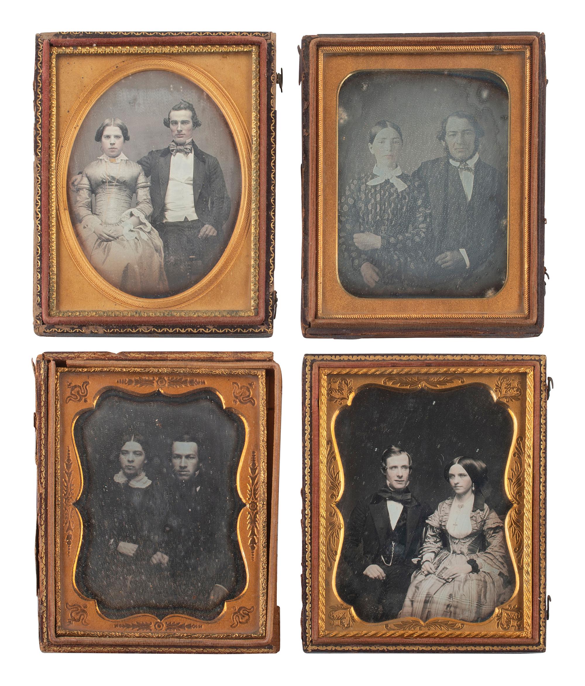 [EARLY PHOTOGRAPHY]. 27 quarter plate daguerreotypes of couples.