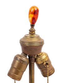 A Pair of Gilt Decorated Glass Vases Mounted as Lamps