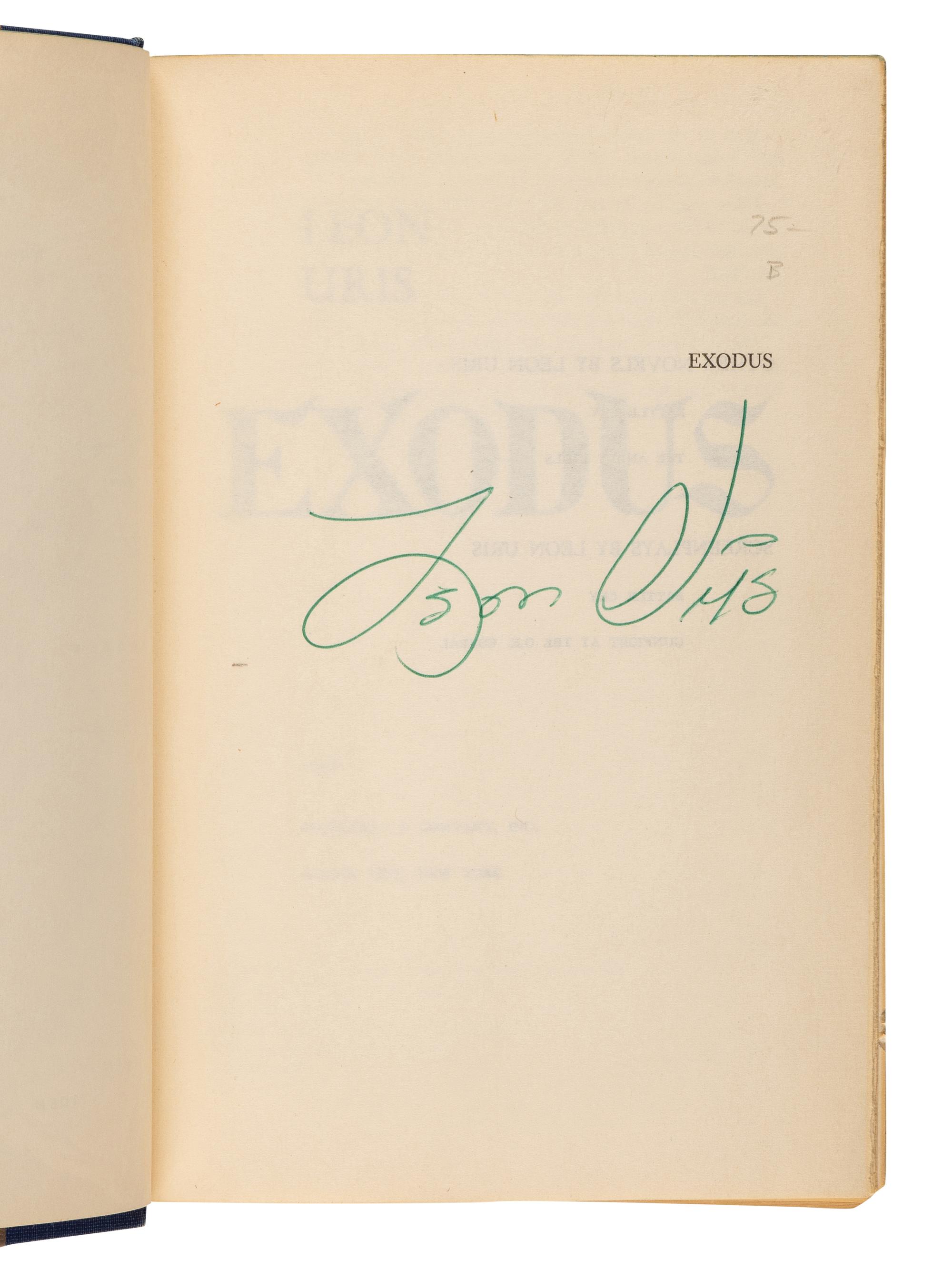 URIS, Leon (1924-2003). Exodus . Garden City: Doubleday, 1958.