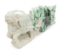 A Chinese Carved Jadeite Figure of an Ox Cart