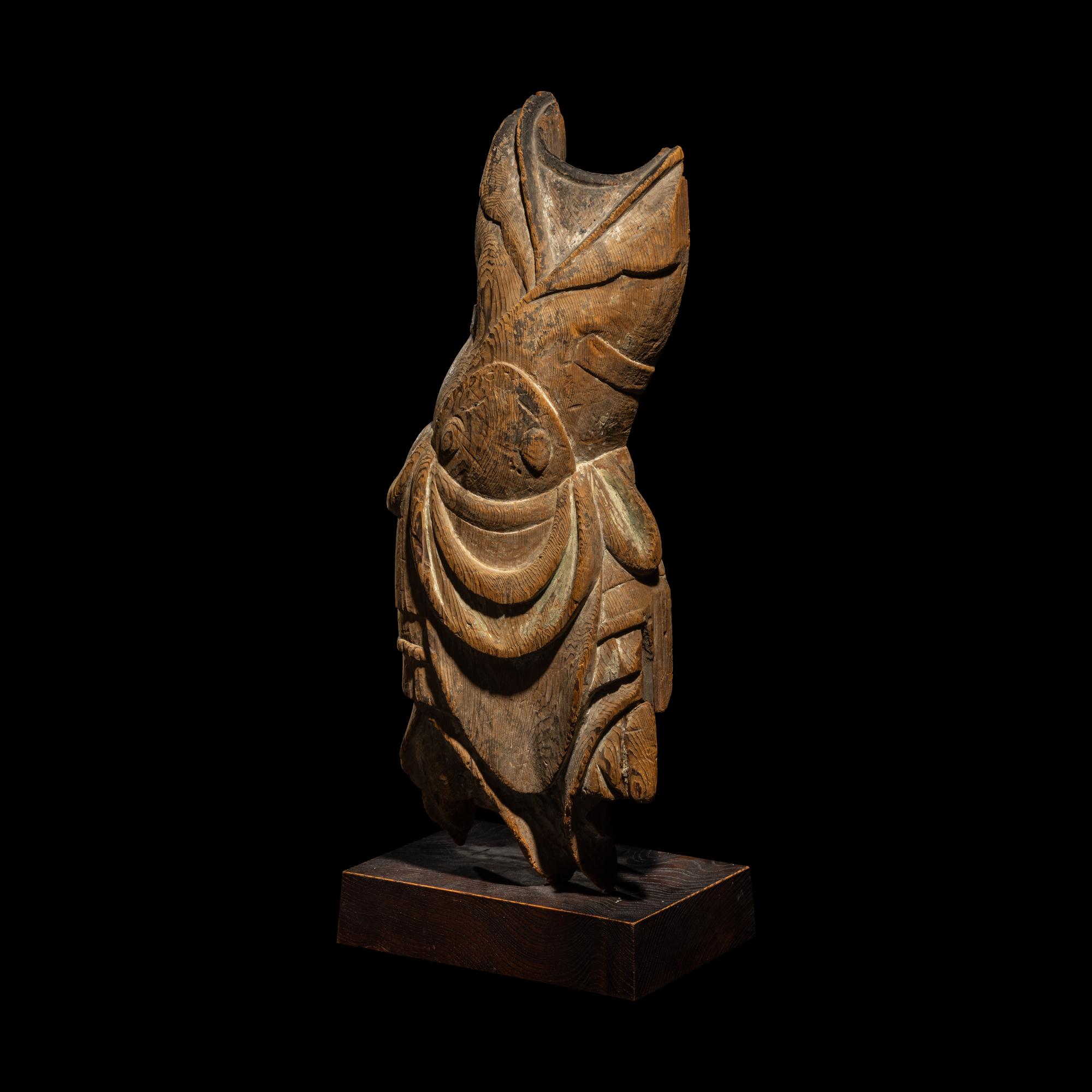 A Japanese Heian Wood Torso of a Guardian
