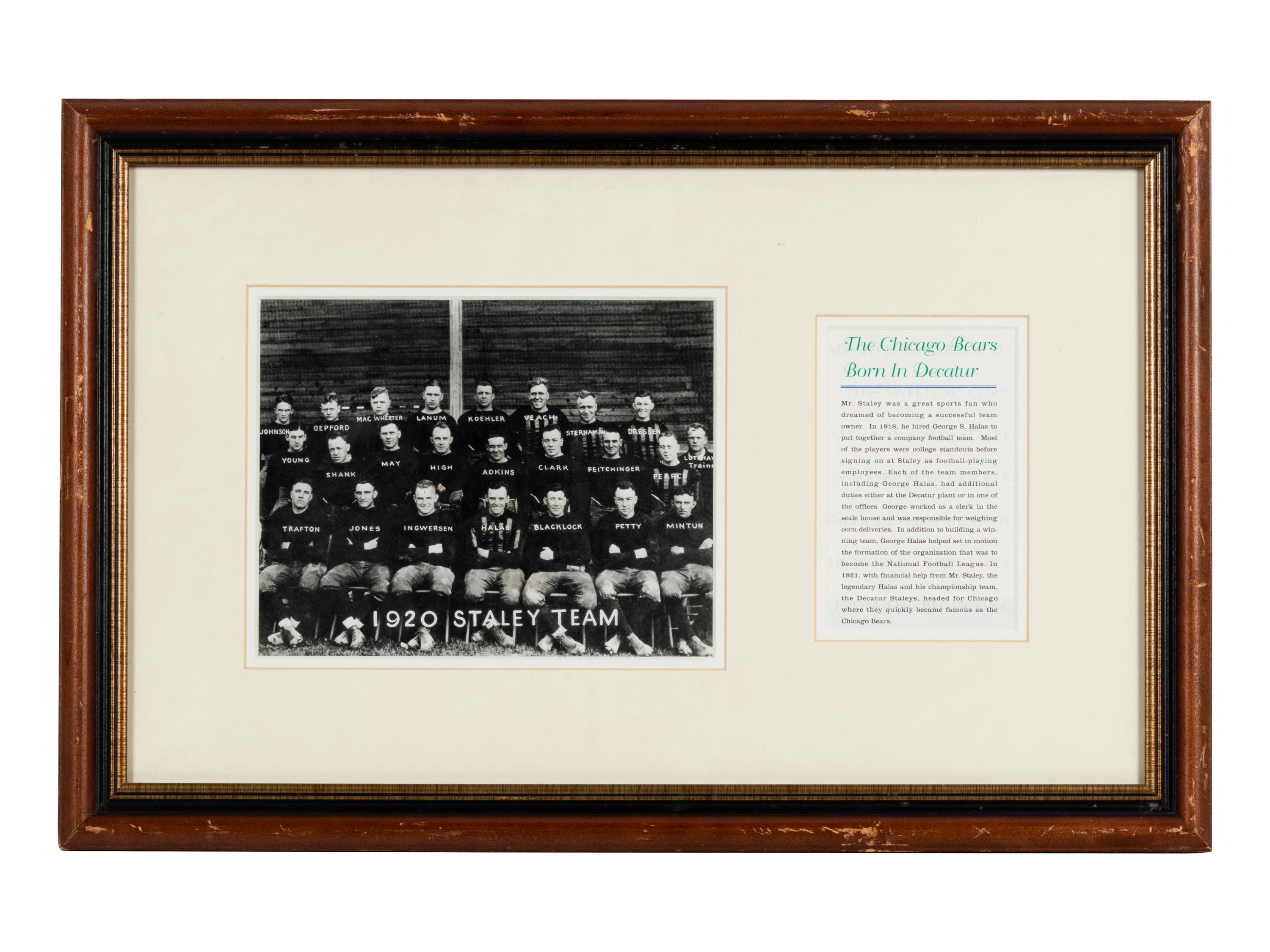 A Group of Six Early Twentieth Century Football Photographs Formerly Displayed at Mike Ditka's Restaurant