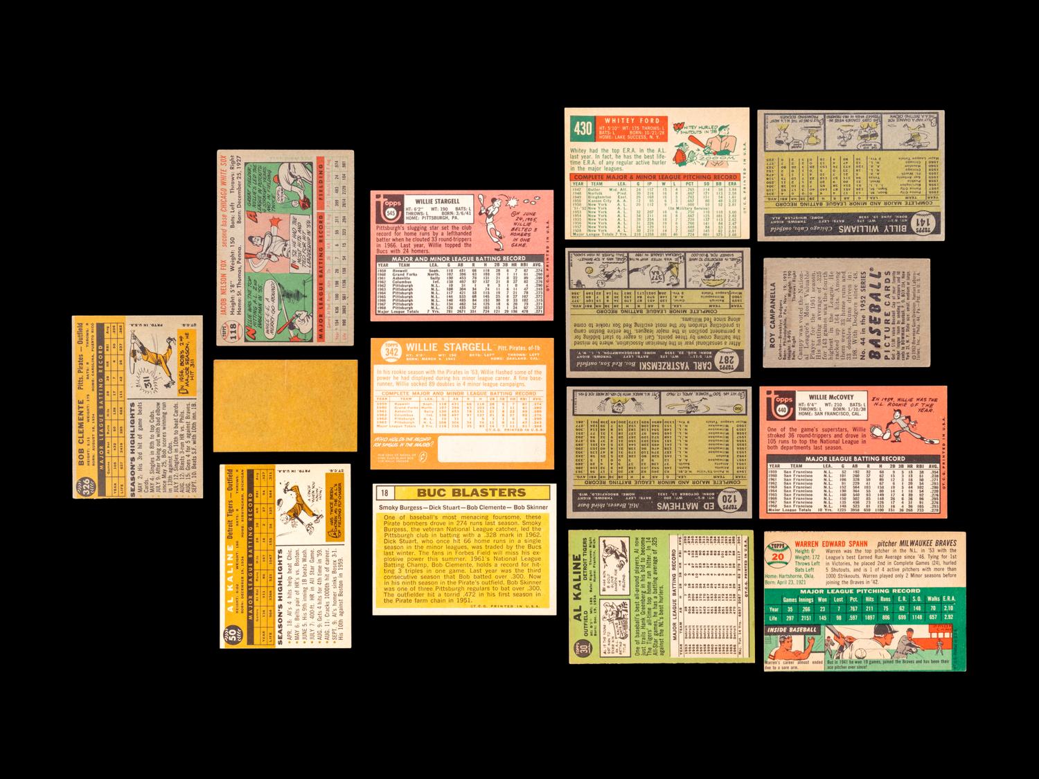A Group of 15 1950s and 1960s Topps Hall of Fame and Rookie Baseball Cards,