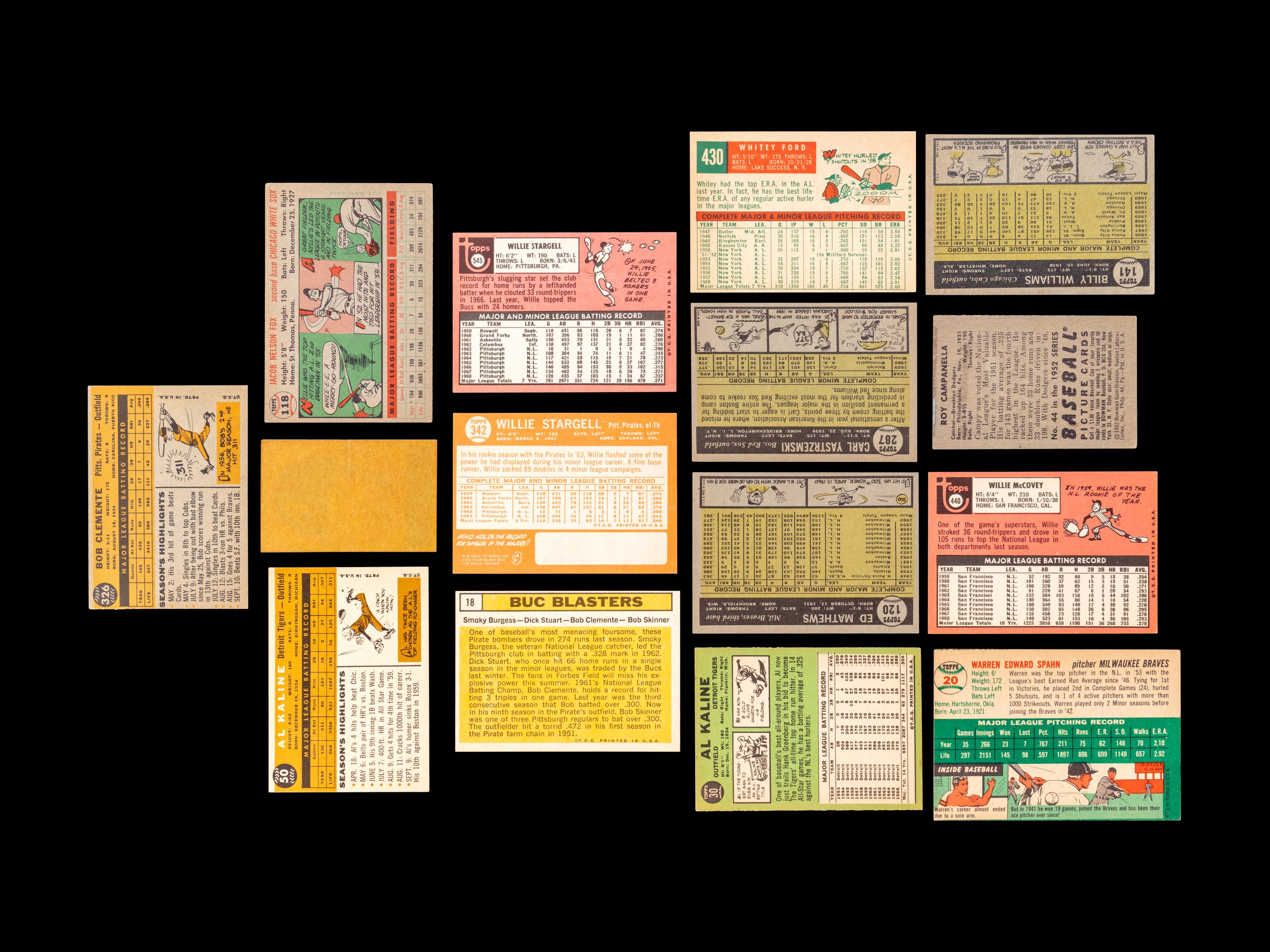A Group of 15 1950s and 1960s Topps Hall of Fame and Rookie Baseball Cards,