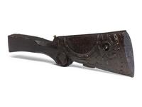 A Folk Art Carved and Punch Decorated Painted Ash Rifle Stock