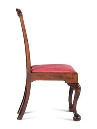 A Chippendale Carved and Figured Mahogany Claw-and-Ball Foot Side Chair