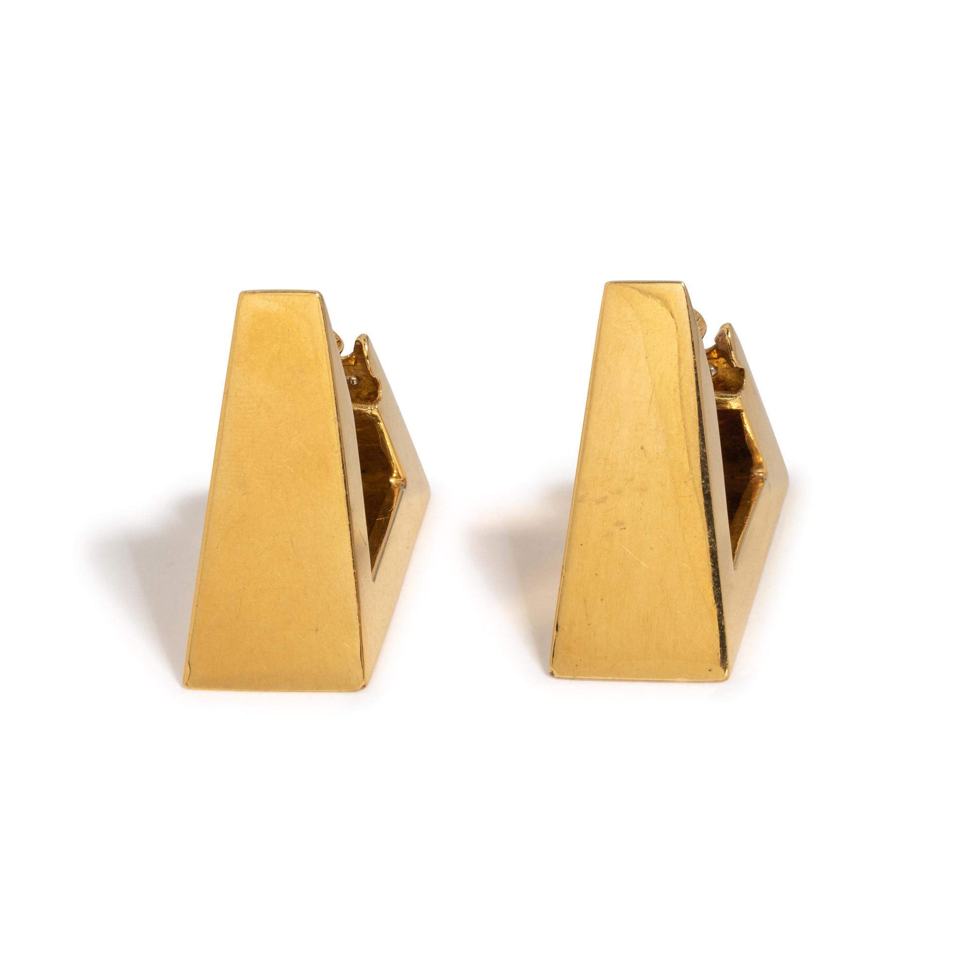 TIFFANY & CO., YELLOW GOLD EARCLIPS