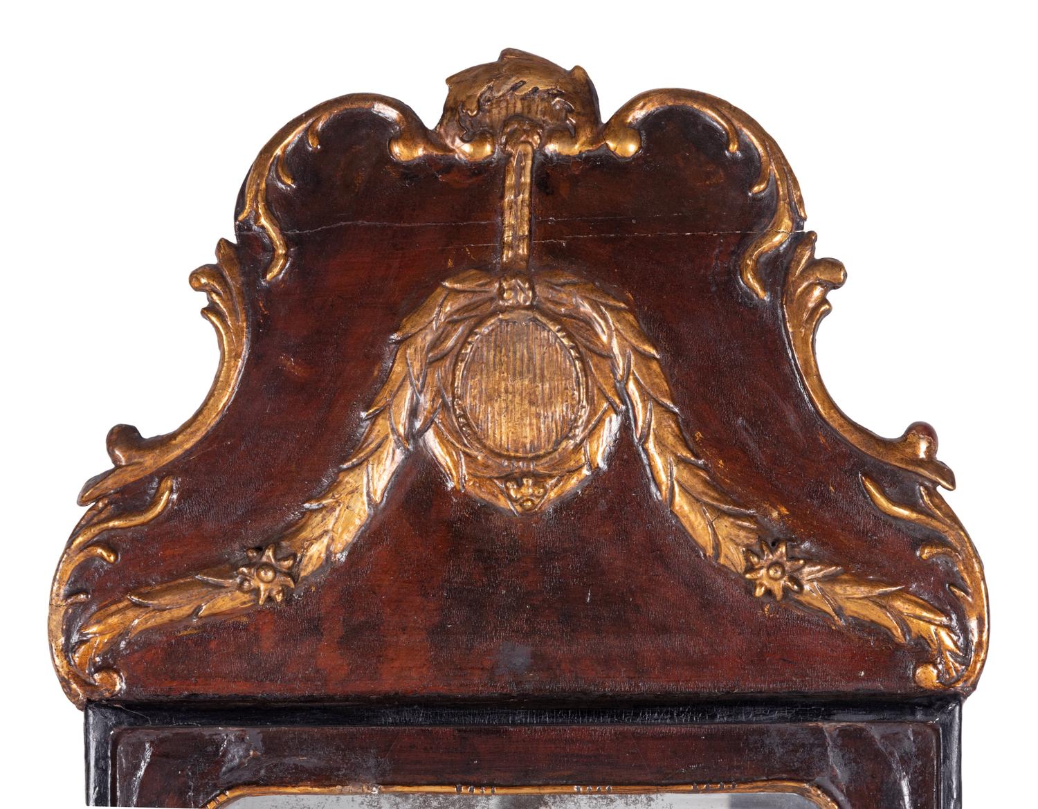 A Dutch Parcel Gilt Burlwood Mirror