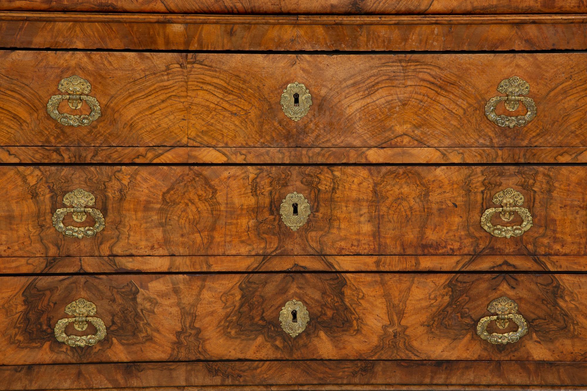 A Louis Philippe Burled Walnut Marble Top Commode
