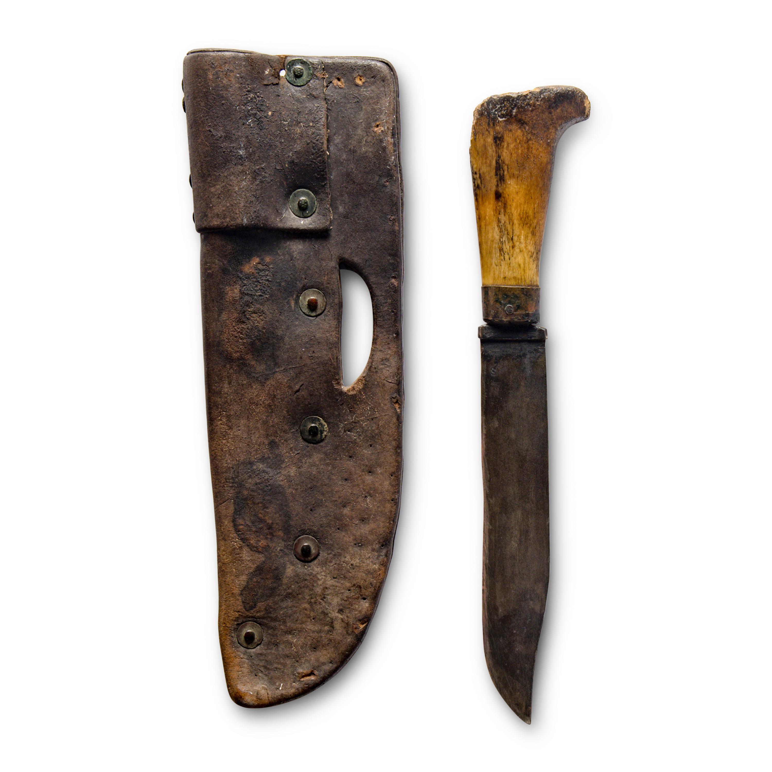 Blackfeet Tacked Knife Sheath, and Knife